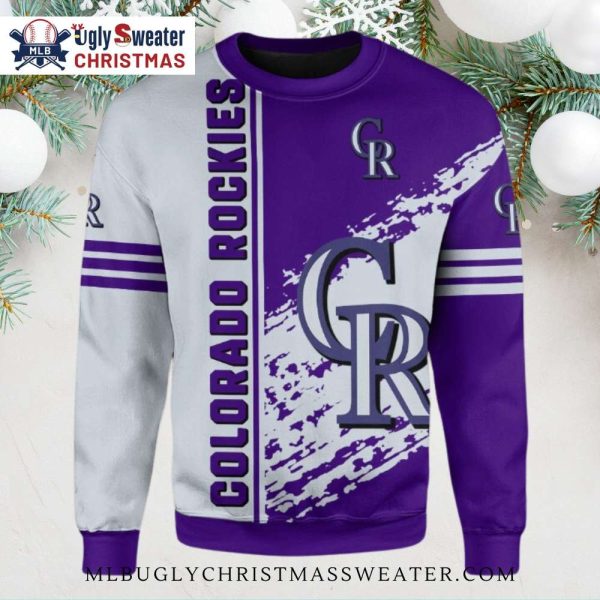 Brushstroke Stripe Colorado Rockies Ugly Christmas Sweater