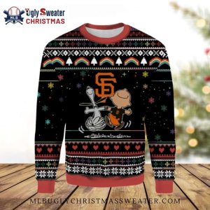 Charlie Brown And Snoopy SF Giants Ugly Christmas Sweater