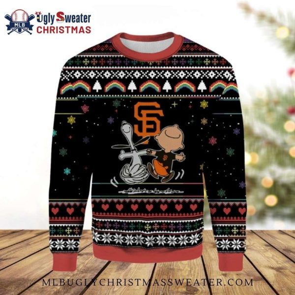 Charlie Brown And Snoopy SF Giants Ugly Christmas Sweater