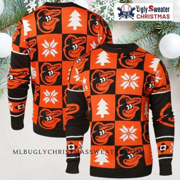 Checkerboard Logo Baltimore Orioles Ugly Christmas Sweater