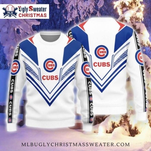 Chicago Cubs Christmas Sweater – White Chevron Classic Holiday Look