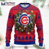 Chicago Cubs Christmas Wreath Ugly Sweater With Grinch Theme