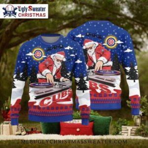 Chicago Cubs DJ Santa Ugly Christmas Sweater – Fun Holiday Design