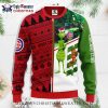 Chicago Cubs Christmas Wreath Ugly Sweater With Grinch Theme