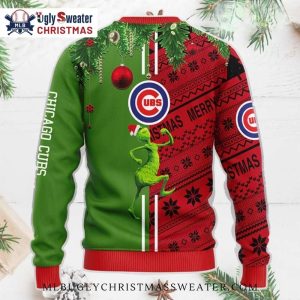 Chicago Cubs Grinch And Scooby-doo Reindeer Split Design Ugly Sweater