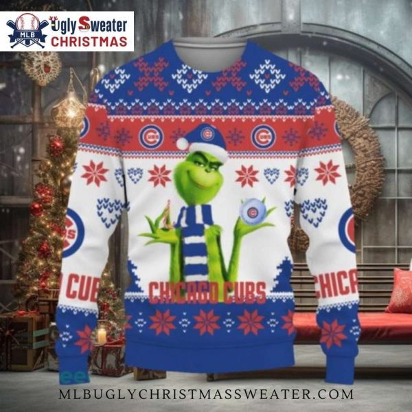 Chicago Cubs Grinch Christmas Sweater – Festive Ugly Sweater