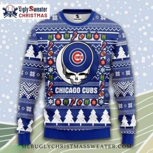 Chicago Cubs Skull Logo Ugly Christmas Sweater Holiday Style