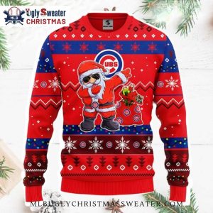 Chicago Cubs Ugly Christmas Sweater Santa With Sunglasses 1