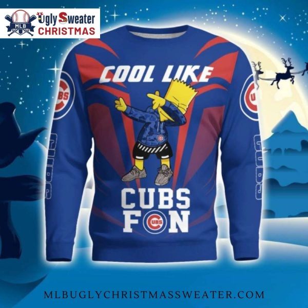 Chicago Cubs Ugly Sweater – Cool Like Cubs Fan Bart Simpson Design