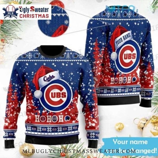 Chicago Cubs Ugly Sweater – Customizable Festive Ho Ho Ho Design