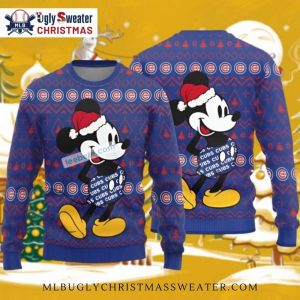 Chicago Cubs Ugly Sweater – Mickey Mouse Santa Cubs Holiday Cheer