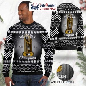 Chicago White Sox 2005 Champions Trophy Ugly Christmas Sweater