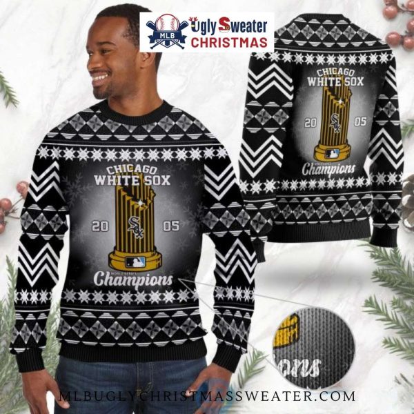 Chicago White Sox 2005 Champions Trophy Ugly Christmas Sweater