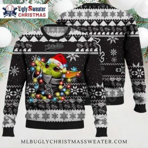 Chicago White Sox Baby Yoda Christmas Lights Ugly Sweater