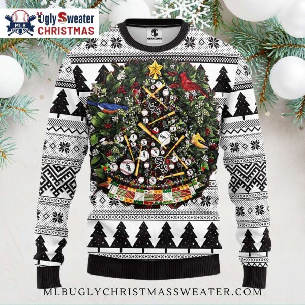 Chicago White Sox Baseball Christmas Tree Ugly Sweater