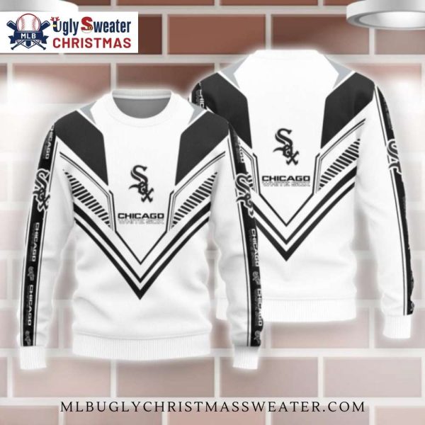 Chicago White Sox Chevron Pattern White Ugly Sweater