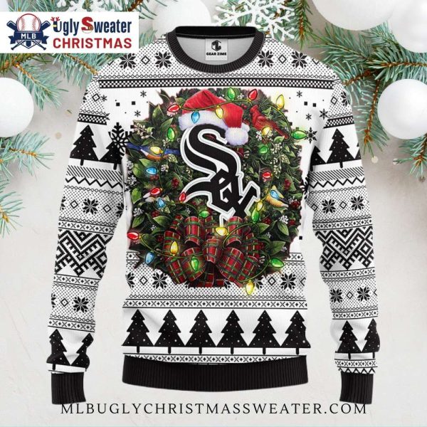 Chicago White Sox Christmas Wreath Ugly Sweater