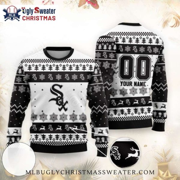 Chicago White Sox Custom Name Reindeer Snowflakes Ugly Sweater