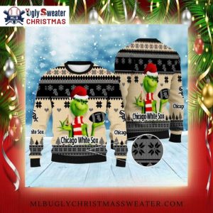 Chicago White Sox Grinch In Santa Hat Christmas Ugly Sweater