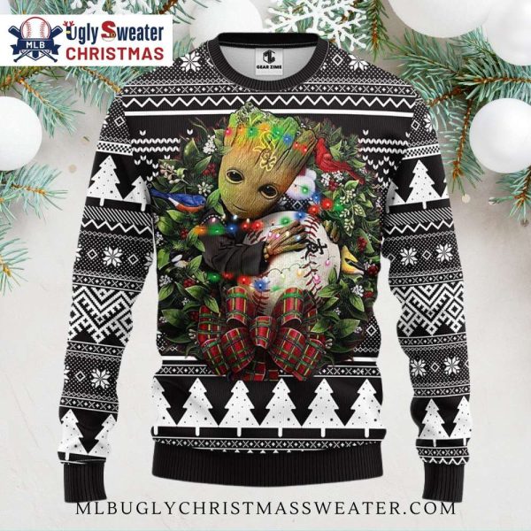 Chicago White Sox Groot Christmas Wreath Ugly Christmas Sweater