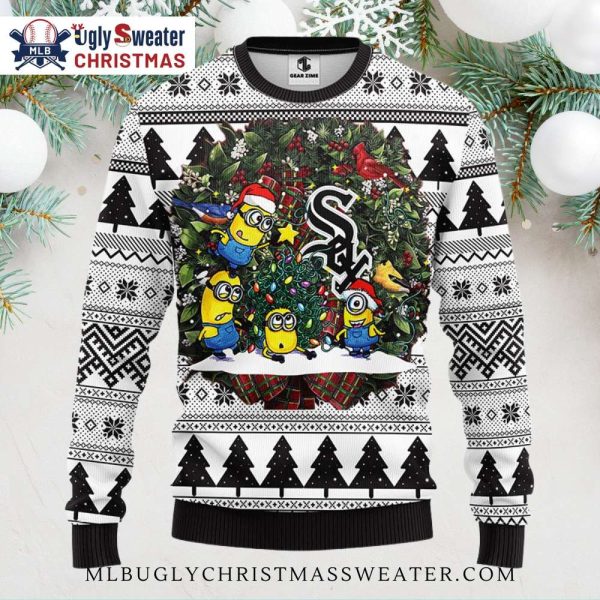 Chicago White Sox Minions Christmas Tree Ugly Sweater