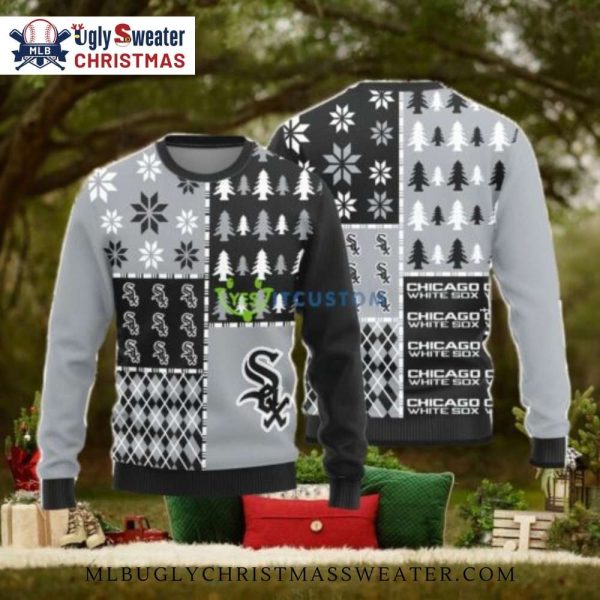 Chicago White Sox Patchwork Snowflake Ugly Christmas Sweater