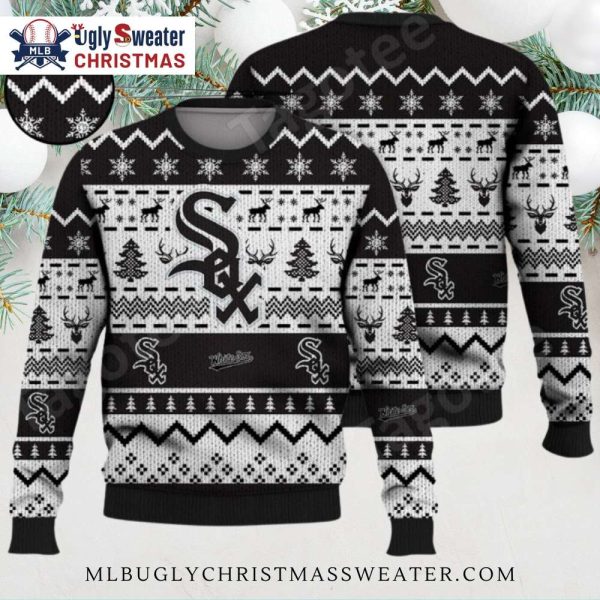 Chicago White Sox Winter Reindeer Snowflake Pattern Ugly Sweater