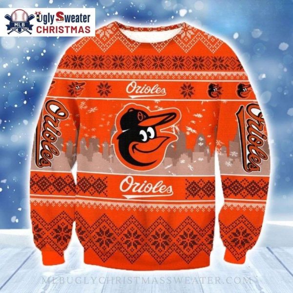 City Skyline Baltimore Orioles Ugly Christmas Sweater