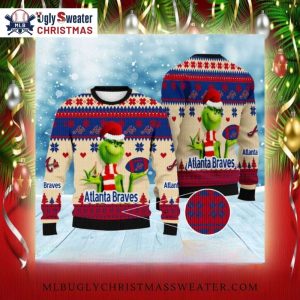 Classic Atlanta Braves Grinch Ugly Christmas Sweater