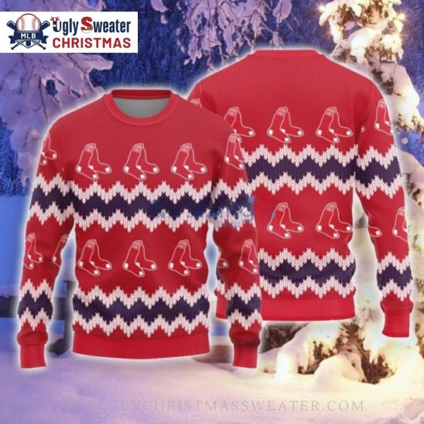 Classic Chevron Red Boston Red Sox Ugly Christmas Sweater