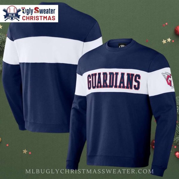 Classic Cleveland Guardians Logo Navy Crewneck Ugly Christmas Sweater