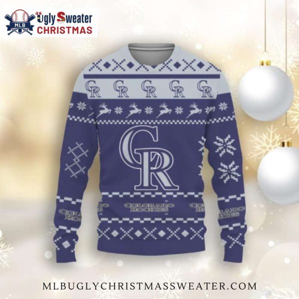 Classic Colorado Rockies Ugly Sweater Snowflake Pattern