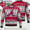 Classic Red And Blue Atlanta Braves Logo Patchwork Ugly Christmas Sweater