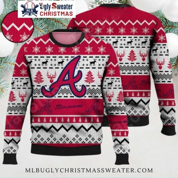 Classic Reindeer Pattern Atlanta Braves Christmas Sweater