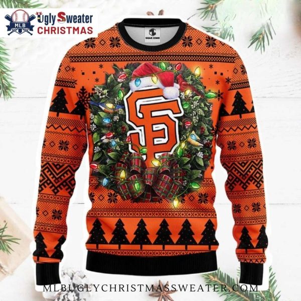 Classic SF Giants Logo Ugly Christmas Sweater With Santa Hat