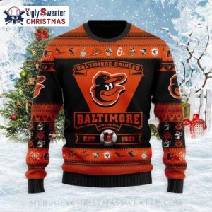 Classic Team Baltimore Orioles Est 1901 – Personalized Ugly Christmas Sweater