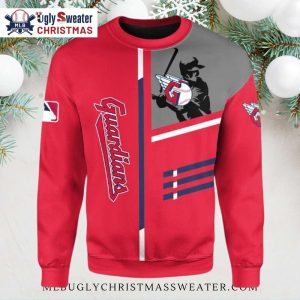 Cleveland Guardians Baseball Bat Player Ugly Christmas Sweater