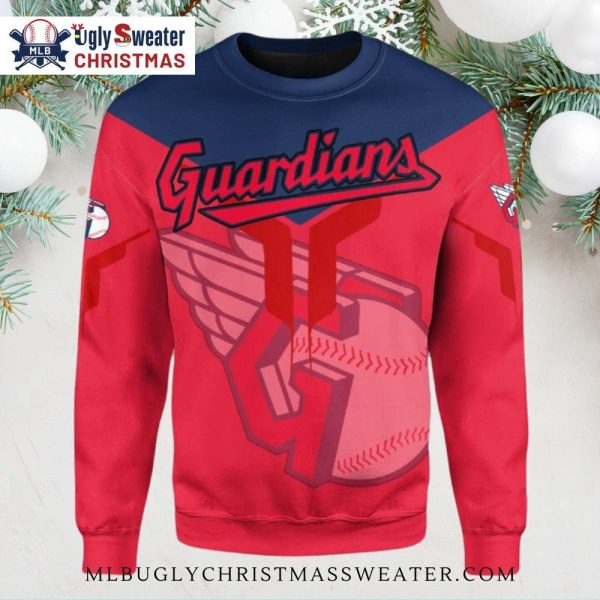 Cleveland Guardians Bold Logo Red Ugly Christmas Sweater