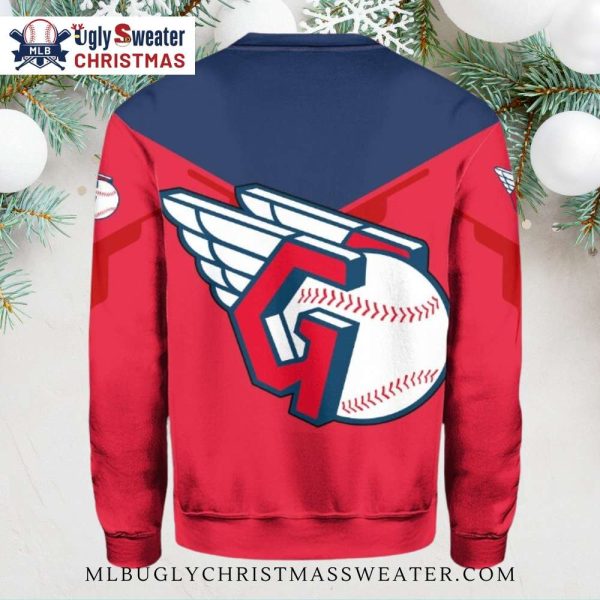 Cleveland Guardians Bold Logo Red Ugly Christmas Sweater