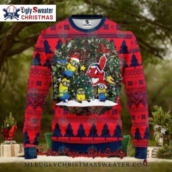 Cleveland Guardians Minions Christmas Tree Ugly Sweater