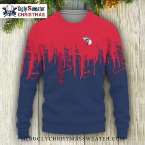 Cleveland Guardians Red and Blue Skyline Ugly Christmas Sweater