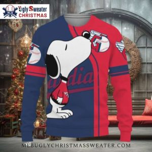 Cleveland Guardians Snoopy Character Ugly Christmas Sweater