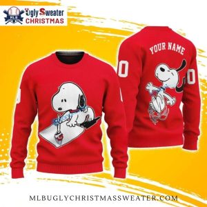 Cleveland Guardians Snoopy Custom Name Red Ugly Sweater