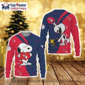 Cleveland Guardians Snoopy Red And Blue Ugly Christmas Sweater