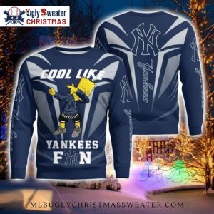 Cool Bart Simpson Yankees Fan Ugly Sweater For Diehard Fans