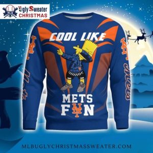 Cool Like A Mets Fan Bart Simpson Ugly Christmas Sweater