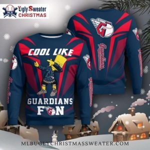 Cool Like Bart Simpson Guardians Fan Dabbing Ugly Christmas Sweater