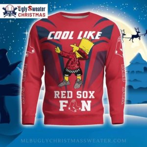 Cool Like Red Sox Fan Bart Simpson Ugly Christmas Sweater