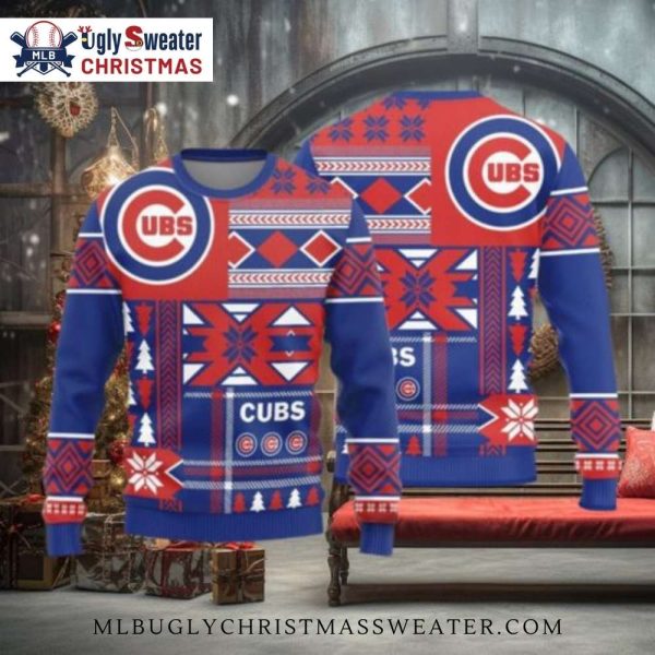 Cubs Ugly Christmas Sweater – Classic Logo Snowflake Design