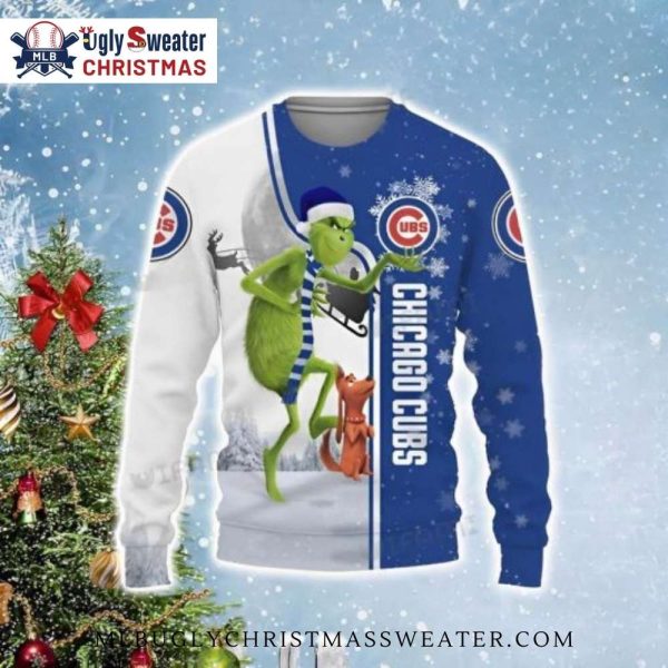 Cubs Ugly Christmas Sweater – Grinch And Max Winter Design